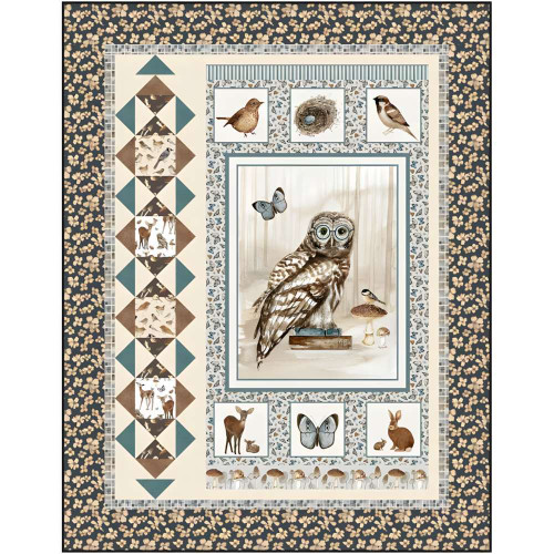 Henry Glass & Co Whimsical Woods Owl Panel Fabric by Dawn Rosengren 2240P-11