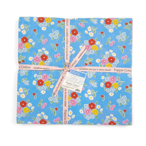 Poppie Cotton Bluebells & Buttercups 10" Stacker Fabric by BL26888