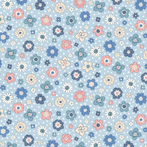 Liberty of London Meadow Flowers Floral Keepsakes C (Blue) Fabric L01667527C
