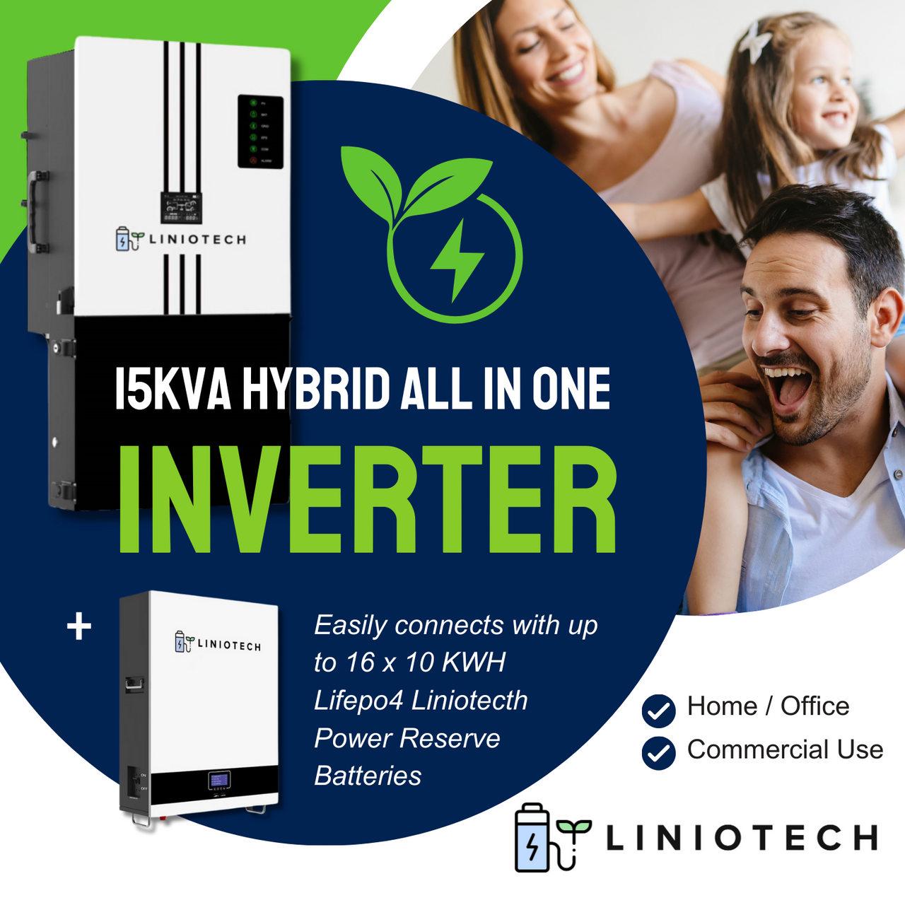 Liniotech 15KVA Hybrid Inverter All in One solar Inverter 15kW PV Input ...