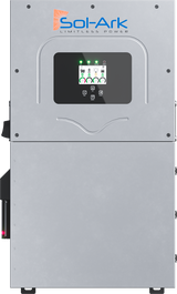 Sol-Ark 15K-2P hybrid solar inverter with battery storage for residential whole-home backup and solar energy systems.