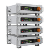 Pytes V5 battery with V-brackets installed on each corner for stable floor mounting setup