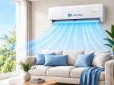 Liniotech solar powered ductless mini split with WiFi control for convenient indoor temperature adjustments and home comfort.