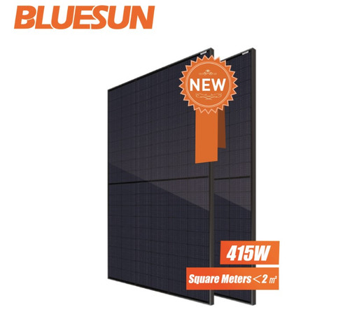 Bluesun 415W Bifacial Module High Quality Solar Panel Transparent Black sheet 10BB Half-cut UL & IEC Certification