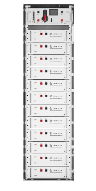Liniotech 61.44kWh high voltage lithium battery UL9540 certified commercial energy storage system compatible with Sol-Ark 60K-3P-480V inverter