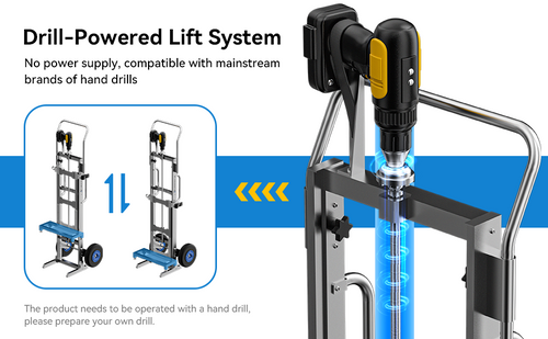 Liniotech Adjustable Dolly Lift Hand Truck Hand Drill