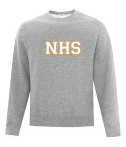 Newmarket High School Athletic Heather Grey Crewneck Sweatshirt - White on Gold Newmarket High School Athletic Heather Grey Crewneck Sweatshirt - White on Gold
