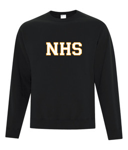 Newmarket High School Black Crewneck Sweatshirt - White on gold Newmarket High School Black Crewneck Sweatshirt - White on gold