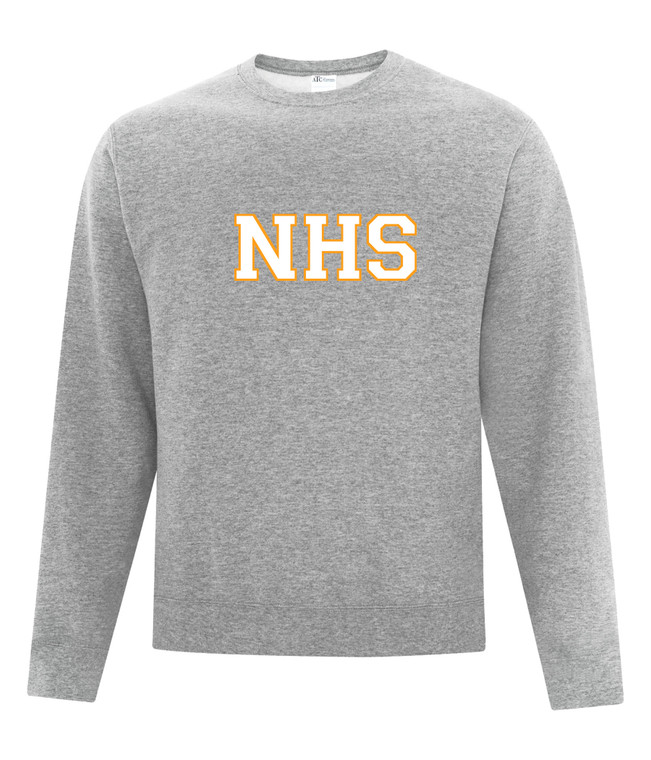 Newmarket High School Athletic Heather Grey Crewneck Sweatshirt - White on Gold