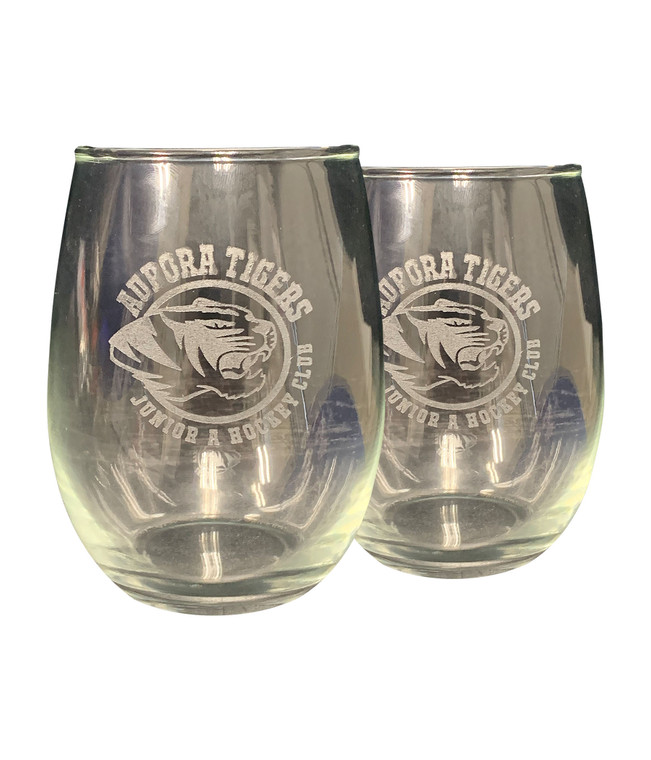Aurora Tigers Jr. "A" Hockey Club Stemless Wine Glasses
