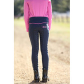 Huntington Girls Pull-On Full Seat Gel Stretch Breeches - Navy/Pink