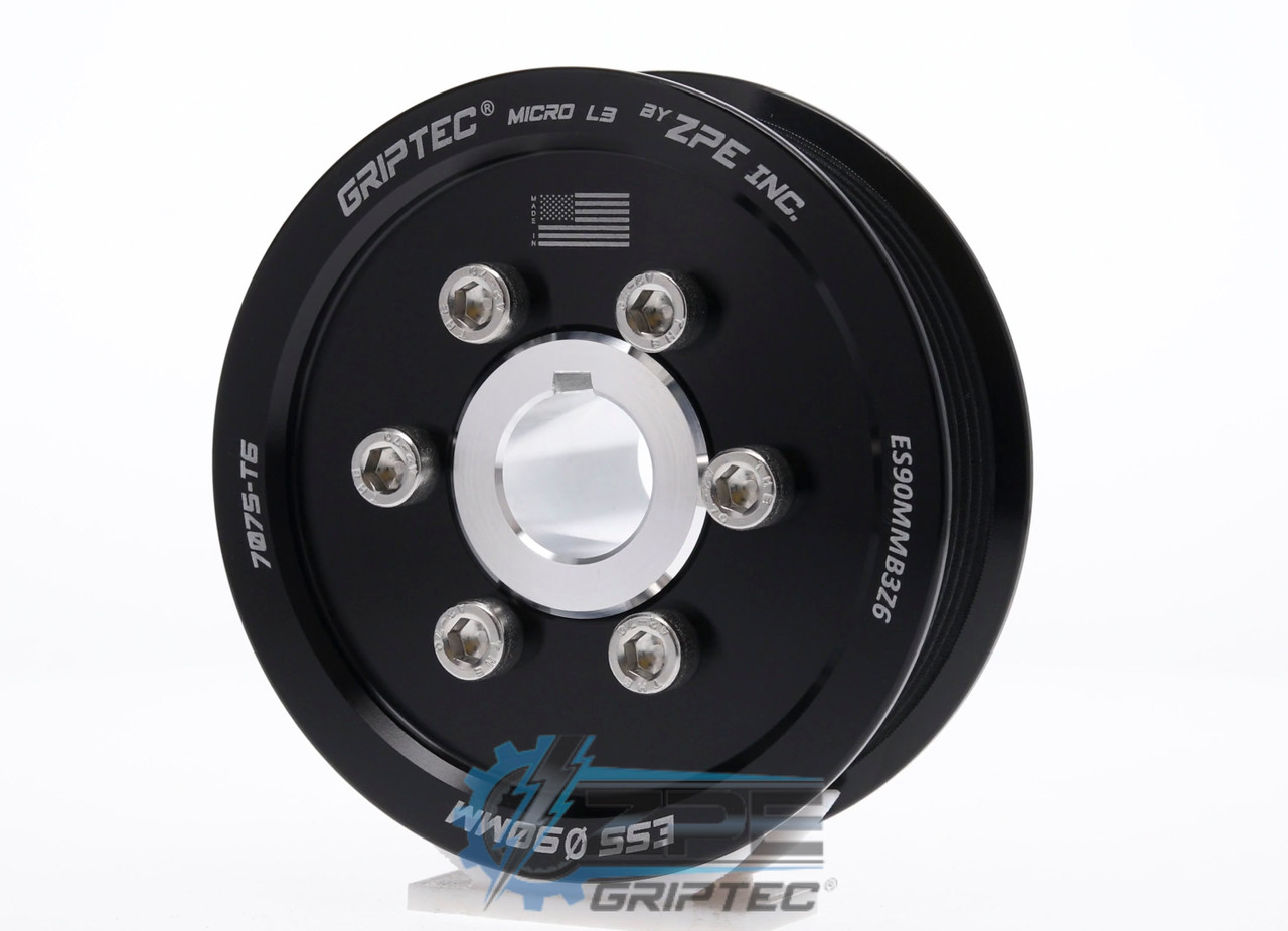 90mm 6 Rib ZPE GripTec® 2pc ESS L3 Black Pulley & Hub Kit - ZPE