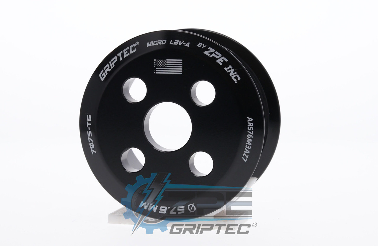 57.6mm 7 Rib ZPE GripTec® 2pc Audi 4 Bolt L3V-A Black Supercharger ...