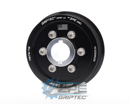 3.50" 2pc 6 Rib ZPE GripTec® 2pc ProCharger Single Shoulder L3 Black Supercharger Pulley & Hub Kit PCS350B3K6 product image