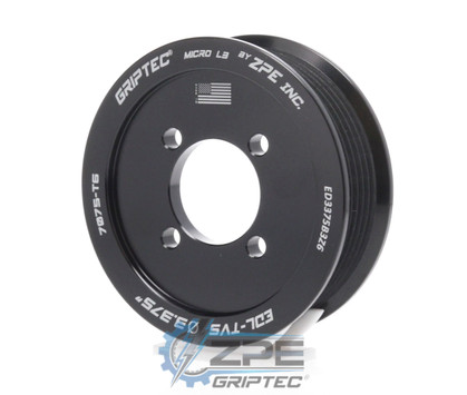 3.375" 6 Rib ZPE GripTec® 2pc Edelbrock TVS L3 Black Pulley Only