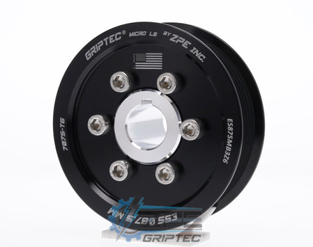 87.5mm 6 Rib ZPE GripTec® 2pc ESS L3 Black Supercharger Pulley & Hub Kit ES875MB3K6 product image