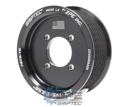 3.50" 8 Rib ZPE GripTec® 2pc Edelbrock TVS L3 Black Supercharger Pulley Only ED350BB3Z8 product image