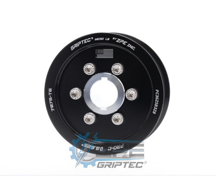 3.625" 8 Rib ZPE GripTec® 2pc ProCharger Standard L3 Black Supercharger Pulley & Hub Kit PC3625B3K8 product image
