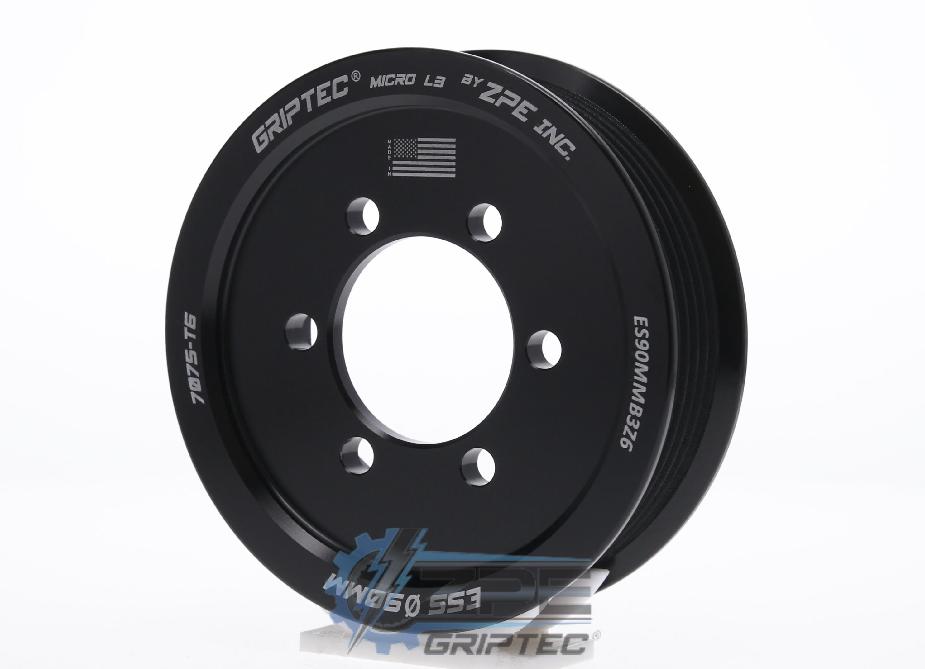 Y② 90mm 6 Rib ZPE GripTec® 2pc ESS L3 Black Pulley Only - ZPE Inc. Store