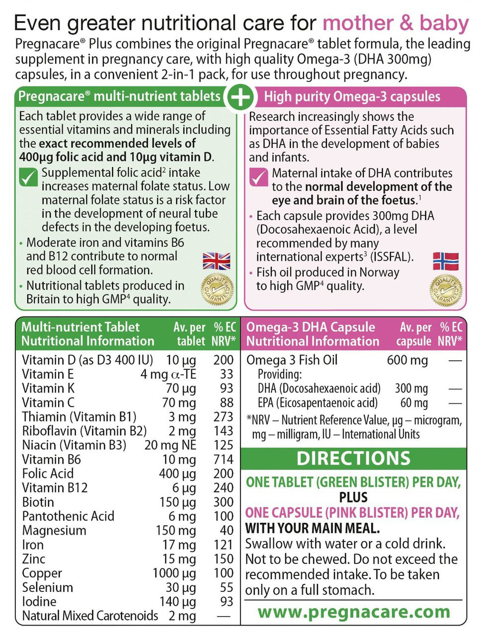 Vitabiotics Pregnacare Plus Omega 3 56 Tablets Blukoo