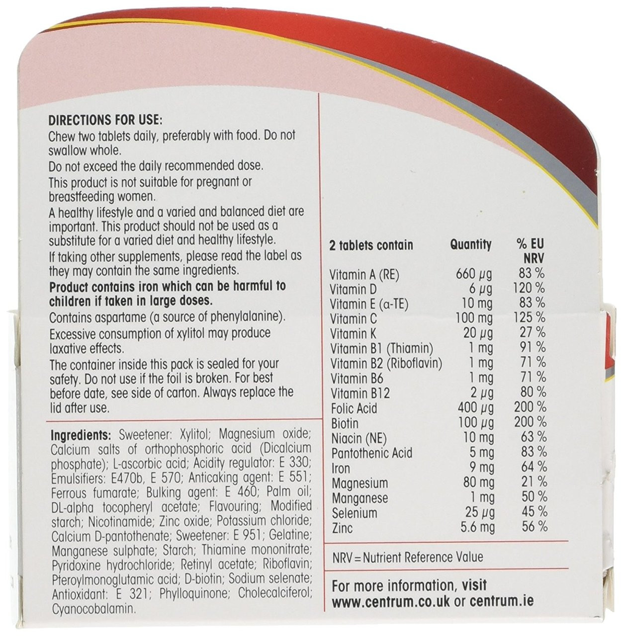 Centrum Fruity Chewables Multivitamin & Mineral 30 Tablets Blukoo