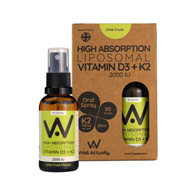Well Actually Liposomal Vitamin D3+K2 2000IU Lime Crush Spray - 25ml Well Actually Liposomal Vitamin D3+K2 2000IU Lime Crush Spray - 25ml