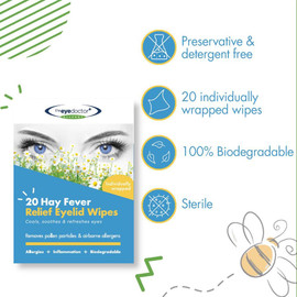 The Eye Doctor Hay Fever Relief Eyelid Wipes - 20 Wipes The Eye Doctor Hay Fever Relief Eyelid Wipes - 20 Wipes