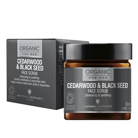 Amphora Aromatics Cedarwood & Black Seed Face Scrub For Men COSMOS Organic - 60ml