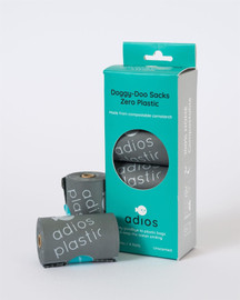 Adios Plastic Compostable Poo Bag Grey with Handles - 60 Bags