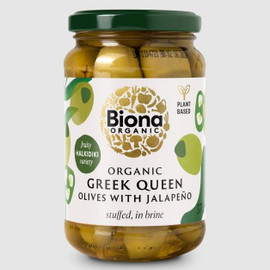Biona Organic Greek Queen Olives with Jalapeno - 370g