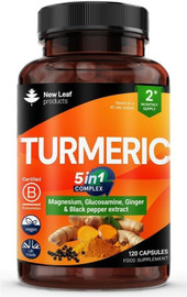 New Leaf Products Turmeric Magnesium Glucosamine Ginger & Black Pepper - 120 Caps