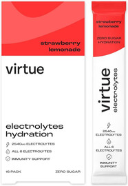 Virtue Drinks Electrolytes Hydration Strawberry Lemonade - sachet of 12 (5g each)