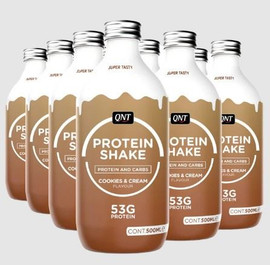 QNT 53g Protein Shake Cookies & Cream - Pack of 12 (500ml each)