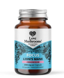 Love Mushrooms FOCUS Lions Mane & Magnesium - 30 Capsules