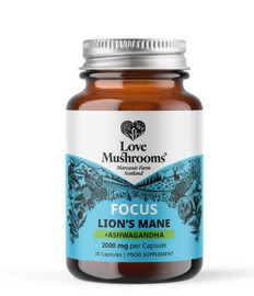 Love Mushrooms FOCUS Lions Mane + Ashwagandha - 30 Capsules