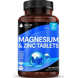 New Leaf Products Magnesium & Zinc 516mg Elemental 160mg - 120 Tablets
