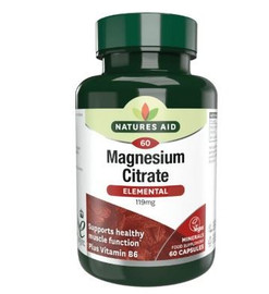 Natures Aid Magnesium 119mg Citrate with Vitamin B6 - 60 Caps