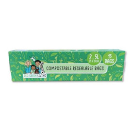 Eco Green Living Compostable Resealable Bags 2.5 Litre - 15 Bags