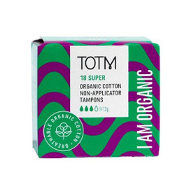 TOTM Organic Tampons Non-Applicator Super - 18 Per Box