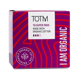 TOTM Organic Pads Super Flow With Wings - 10 Per Box