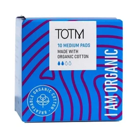 TOTM Organic Pads Medium Flow With Wings - 10 Per Box