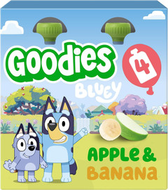Goodies Bluey Kids Apple & Banana Fruit Pouches - (4x100g each)