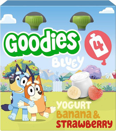 Goodies Bluey Kids Yoghurt Banana & Strawberry Pouches - (4x100g each)