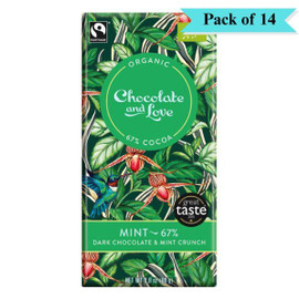 Chocolate and Love Dark Chocolate Peppermint Crunch 67% - Pack of 14 (80g each)