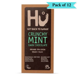 Hu Dark Chocolate Bar Crunchy Mint - Pack of 12 (60g each)