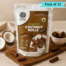 OORG Organic Coconut Rolls Chocolate - Pack of 12 (100g each)
