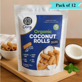OORG Organic Coconut Rolls Original - Pack of 12 (100g each)