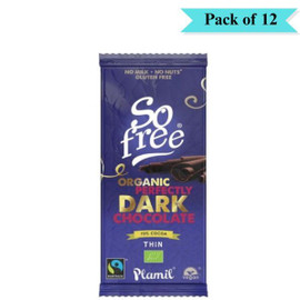 Plamil So Free Organic Perfectly Dark Chocolate 72% Cocoa - Pack of 12 (80g each)