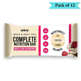 Vybey Complete Nutrition Bar White Chocolate Raspberry - Pack of 12 (80g each)