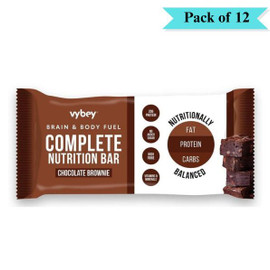 Vybey Complete Nutrition Bar Chocolate Brownie - Pack of 12 (80g each)